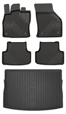 Productafbeelding van Rubberen automatten + kofferbakmat voor Volkswagen Golf VII 2012-2020 (hatchback) – 5-delig, zwart, op maat – Wielganizator