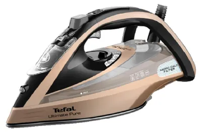 Produktbild von Tefal Ultimate Pure FV9852E0 Bügeleisen (Trocken & Dampf), Durilium AirGlide Selbstreinigende Bügelsohle, 3200 W, Schwarz/Kupfer