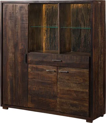 Produktbild von MASSIVMOEBEL24 Highboard Akazie 140x40x150 dunkelbraun lackiert BARK #215