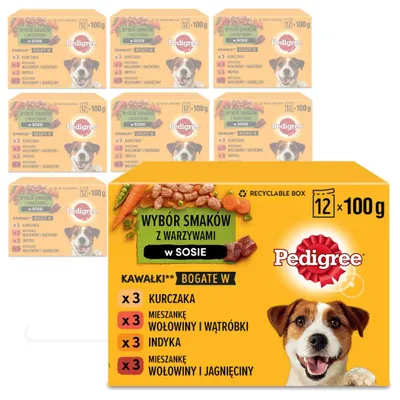 Zdjęcie produktu dla Pedigree Wybór Smaków Z Warzywami 84x100g Mokra Karma W Sosie Dla Psa Wołowina Kurczak Jagnięcina Indyk