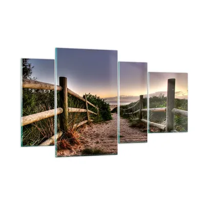 Produktbild von Bilder auf glas - Pfad Landschaft Himmel - 120x70cm - Glasbilder - Wandbilder - Kunstdruck - zum Aufhängen bereit - Wanddekoration aus Glas - Glas Bilder - Wandbild auf Glas - 4 Teile - GDL120x70-0143