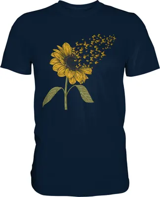 Produktbild von Schmetterling Sonnenblumen T-Shirt Gärtner Geschenk – Navy / XL