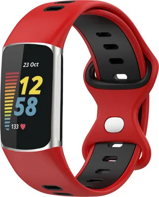 Productafbeelding van imoshion Siliconen Sport⁺ bandje voor de Fitbit Charge 5 / 6 - Red & Black