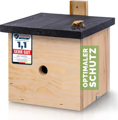 Produktbild von PATKAR® Hummelhaus Hummelkasten [EXTRA STABIL] - Insektenhotel Bienenhotel wetterfest & windfestes Kiefernholz ( Europe) - Wildbienenhotel Bienenhaus für den Garten - Gebrauchsfertig montiert