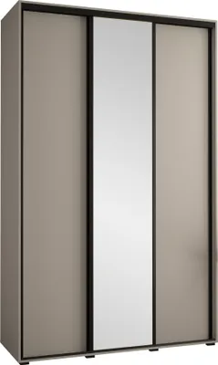 Produktbild von MIRJAN24 Schiebetürenschrank mit Spiegel Dakota 3 150 cm, Kleiderschrank mit zwei Kleiderstangen, drei Schwebetüren (Farbe: Cashmere / Cashmere + Schwarz)