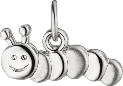 Produktbild von Anhänger Halsschmuck für Kinder Raupe aus 925 Sterlingsilber rhodiniert teilmatt