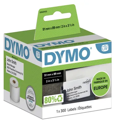 Produktbild von DYMO Original LabelWriter Namenschilder-Etiketten | 51 mm x 89 mm | Rolle mit 300 Etiketten | selbstklebend | für LabelWriter Etikettendrucker und Beschriftungsgerät