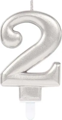Produktbild von "Starlight Birthday" Zahlenkerze 9,3cm | Silber Zahl: 2