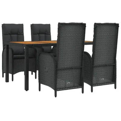 Produktbild von 5-tlg. Garten-Essgruppe mit Kissen Schwarz Poly Rattan