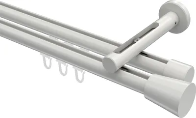 Produktbild von Interdeco Innenlaufstange / Gardinenstange mit Innenlauf Weiß, Typ Siteno Sitra (Konus), 20 mm Ø 2-läufig, 280 cm