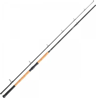A fishing rod against a white background.
