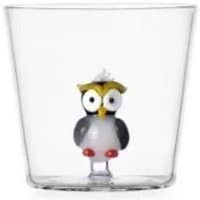 Image de Trinkglas "Eule", bunt.