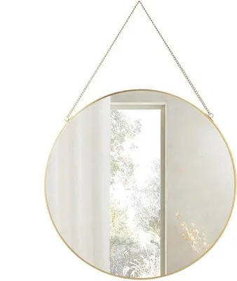 Produktbild von Rundspiegel - Wandspiegel Gold - Innendekoration - Mit hängender Kette - 43 x 43 cm - Gold