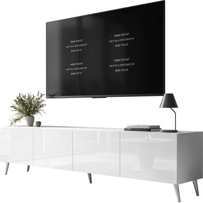 Produktbild von RTV-Schrank AURA 200 weiß hochglanz, Beine Chrom