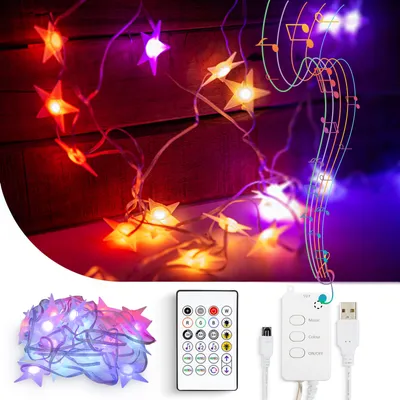Produktbild von Intelligente Beleuchtung - Farbige Sternenlichterkette für drinnen und draußen - Smart mit APP und Bluetooth - an USB (5v) - 5 Meter - RGB LED Streifen
