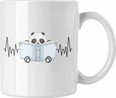 Produktbild von Trendation - Lesen Bücher Herzschlag Tasse Geschenk für Leseratte Bücherwurm Hobby Geschenkidee (Weiß)