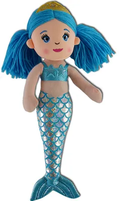 Produktbild von Stofftier Meerjungfrau, blau, ca. 42 cm groß, mit langen Haaren und Krone