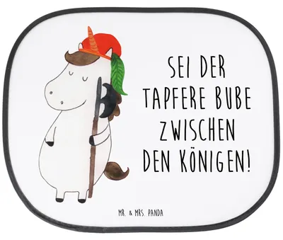 Produktbild von Mr. & Mrs. Panda Sonnenblende Auto Einhorn Junge - Weiß - Geschenk, Unicorn, Sonnenschutz Fürs, hitzeschutz, Einhörner, saugnapf, Mittelalter, Seitenscheibe, Bube