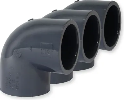 Produktbild von PVC-U Fitting Winkel 90°, Ø 50 mm, mit Klebemuffen 3er-Set