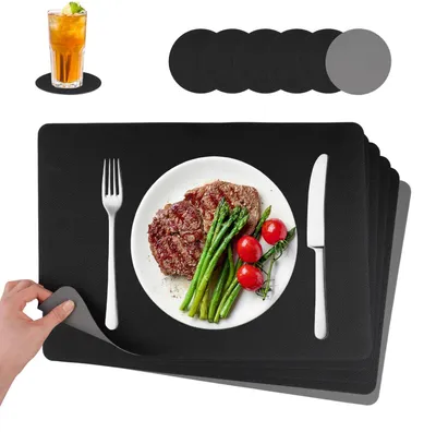 Platzset-Set 6er, abwaschbar, rutschfest, 43x30 cm, Lederoptik