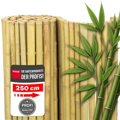 Produktbild von NOOR Bambusmatte DELUXE 150x250 cm - rustikaler Sicht- & Windschutz aus Bambus für Balkon, Terrasse & Garten - Bambusrohre bis ca. 40 mm