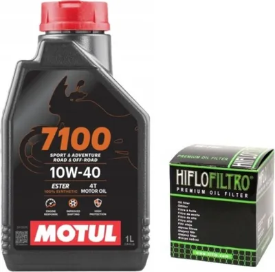 Obrázek produktu pro Motul Olej + olejový filtr 7100 10w40 1l, Hiflo Hf140 4t Ma2 Ester Yzf Wrf OM710010W401LHF140