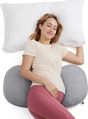 Produktbild von Vulpes Goods Schwangerschaftskissen für schwangere Frauen, Unterstützung für Rücken, Hüften, Beine, Bauch, Mutterschaftskissen mit abnehmbarem Baumwollbezug, Seitenschläferkissen, Grau
