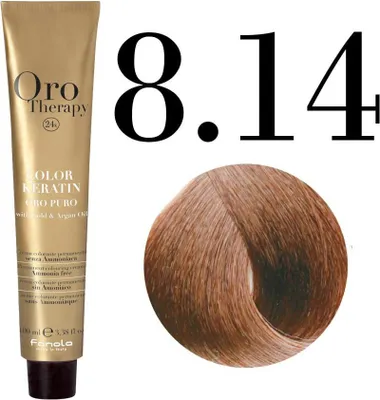 Obrázek produktu pro Fanola Oro Therapy 8.14 Gianduia, Hnědá, Gianduia, Ženy, 100 ml, Všechny vlasy, Zachovávající barvu, Dlouhotrvající, Lesklý, Změkčující
