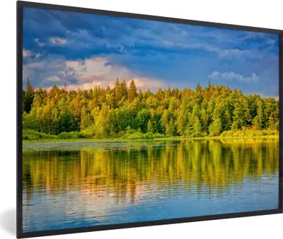 Produktbild von MuchoWow® Gerahmtes Poster Wasser - Natur - Wald 90x60 cm - Poster mit Schwarzem Bilderrahmen Wandposter Rahmen Foto Bilder - Fotorahmen - Foto-Plakat