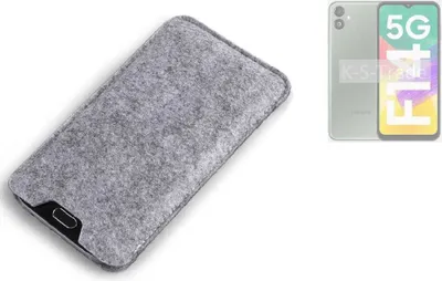 Produktbild von K-S-Trade Filz Handyhülle kompatibel mit Samsung Galaxy A14  Schutzhülle Filztasche Filz Tasche Case Sleeve Handy Hülle Filzhülle grau