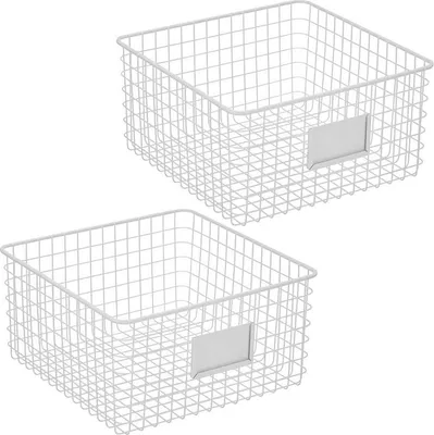 Produktbild von mDesign Allzweckkorb Aufbewahrung Drahtkorb Organizer 2er-Set Metall Weiß