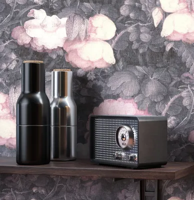 Produktbild von NEWROOM Tapete Grau Vliestapete Blumen -  Floral Rosa Schwarz Rosen   Vintage