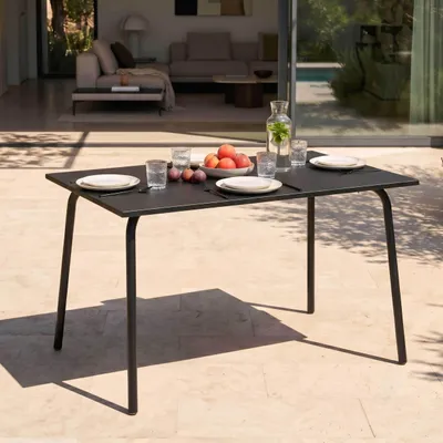 Immagine prodotto di Tavolo da giardino in acciaio 120 x 70 cm nero - Oviala Palavas