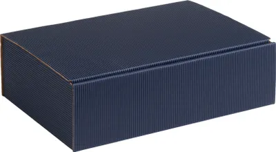 Produktbild von Geschenkbox aus offener Wellpappe, Geripptes Karton DUNKELBLAU, Format 20x14x7cm, 100 St.