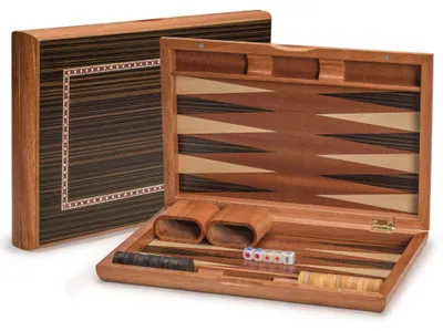 Productafbeelding van Houten backgammonset met inlegwerk, 33 cm