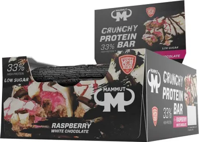 Produktbild von Mammut Nutrition - Crunchy Protein Bar - 45 g Riegel, 1 x 45 g Riegel, Geschmack: Raspberry White Chocolate