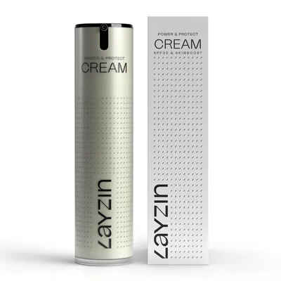 Immagine prodotto di LAYZIN Power & Protect - Trattamento viso ialuronico antirughe con SPF 30 - Crema idratante anti-età - Protezione solare con pentavitina