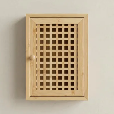 Zdjęcie produktu dla Wisząca szafka na klucze KIZU, 19 x 27 x 6 cm, bambus