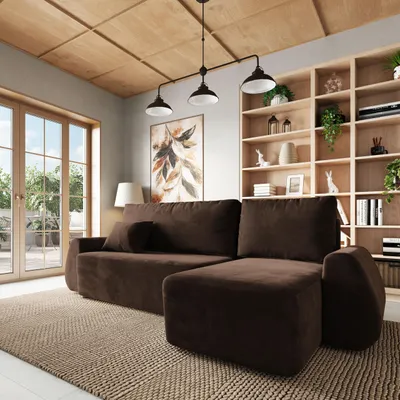 Produktbild von Masseno Ecksofa GALVIS mit Schlaffunktion L-Form, Sofa mit Bettkasten, Wohnzimmersofa, Couch, Soffa, Bettsofa, Couchgarnitur- Braun, MONOLITH 29