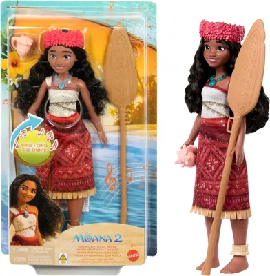 Produktbild von Disney Vaiana 2 singende Vaiana-Abenteuerpuppe mit Accessoires, singt „We‘re back“ in 4 Sprachen, Modepuppe, Weiblich, 3 Jahr(e), Mädchen, Mit Ton, 250 mm