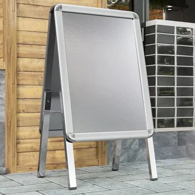 Produktbild von AUSTIN | Plakatständer | A1 | Silber | Premium | Doppelseitig | Aufsteller Kunden Stopper Werbe Tafel Gehweg Träger