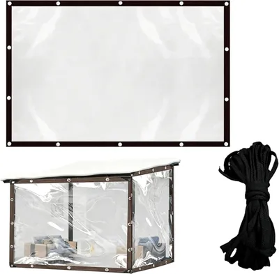 Obrázok produktu pre Priehľadné vodotesné závesy 1,5 x 1 m, s očkami, UV odolné, pre balkón