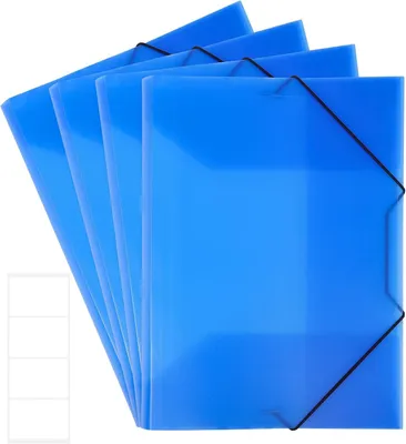 Produktbild von Dokumentenmappe A4 4 Stück, blau, mit Gummizug und Innenklappen, für Büro