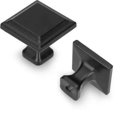 Produktbild von 29 mm schwarz, flache, schwarze Kastdrehgriffe, Kastdrehgriffe für die Küche, massiv schwarz, quadratische Kastdrehgriffe und Kastdrehknöpfe.