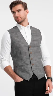 Obrázek produktu pro Ombre Clothing Pánská společenská vesta Leozorwyn grafitová L