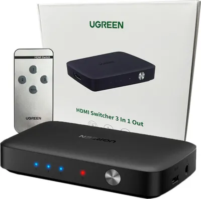Produktbild von Ugreen Switch Splitter Splitter Switch HDMI - 3x HDMI 4K 30Hz schwarz (CM332 80125)