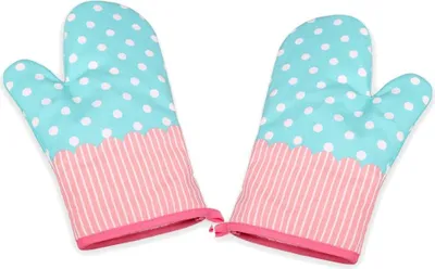 Produktbild von Ofenhandschuhe, Topflappen Handschuh, Backhandschuhe Topfhandschuhe Topflappen,Topfhandschuhe,1Paar(Blauer Wellenpunkt)