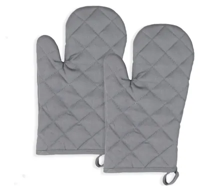 Produktbild von 2er Set Ofenhandschuhe aus Baumwolle, 18x28 cm, grau