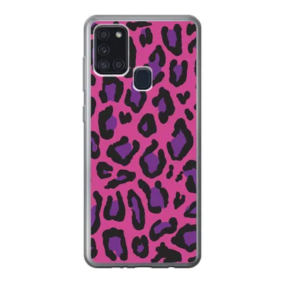 Produktbild von MuchoWow® Handyhülle Schutzhülle Hülle für Samsung Galaxy A21s Pantherdruck - Rosa - Lila Silikon Softcase Handy Hülle - Hartschale
