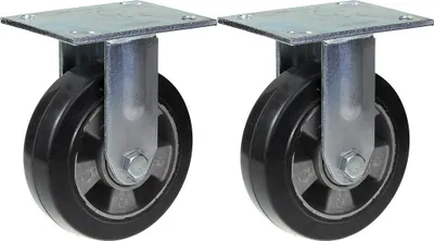Immagine prodotto di 152 mm 6" rotelle in gomma nera fisse e robuste con portata di 660 kg, set di 2